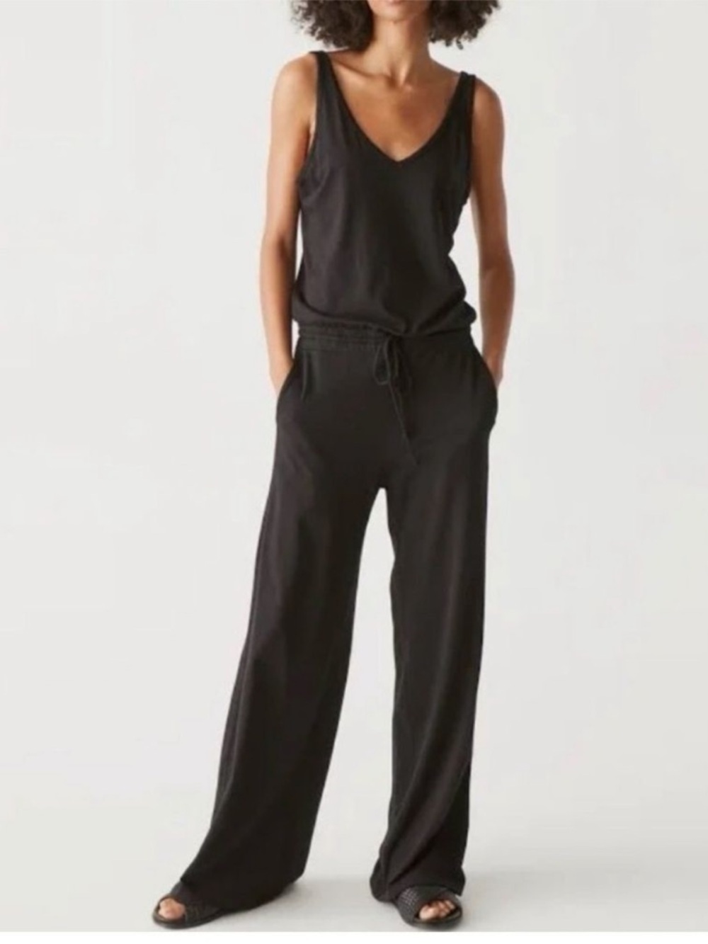 NEW Michael Stars Wide Leg Jumpsuit size Medium V Neck Black